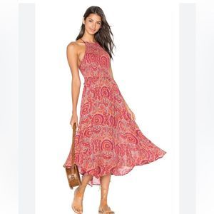 Free People Coral Paisley Midi Dress